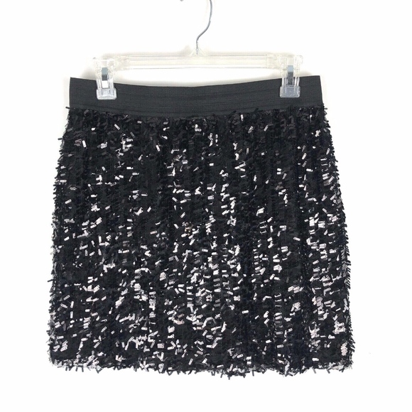 Willi Smith Black Sequin Lined Short Skirt Medium - Picture 1 of 7